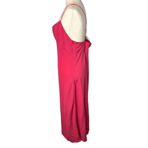Madewell $158 Layton Midi Slip Dress Rosy Hibiscus Size 12 NK419 - Picture 3 of 8